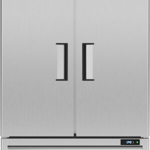 Coolake 49 Cu Ft Commercial Refrigerator, 54.4" W 2 Door Upright Fridge with 8 Adjustable Shelves, Frost-free Stainless Steel Industrial Reach-in Refrigerator for School Restaurant Church Prep Kitchen