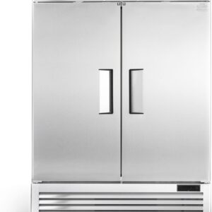 ICECASA 54" W Commercial Refrigerator Reach-in 49 Cu.ft 2 Solid Door Stainless Steel Commercial Refrigerator Fan Cooling for Restuarant, Bar, Shop, etc